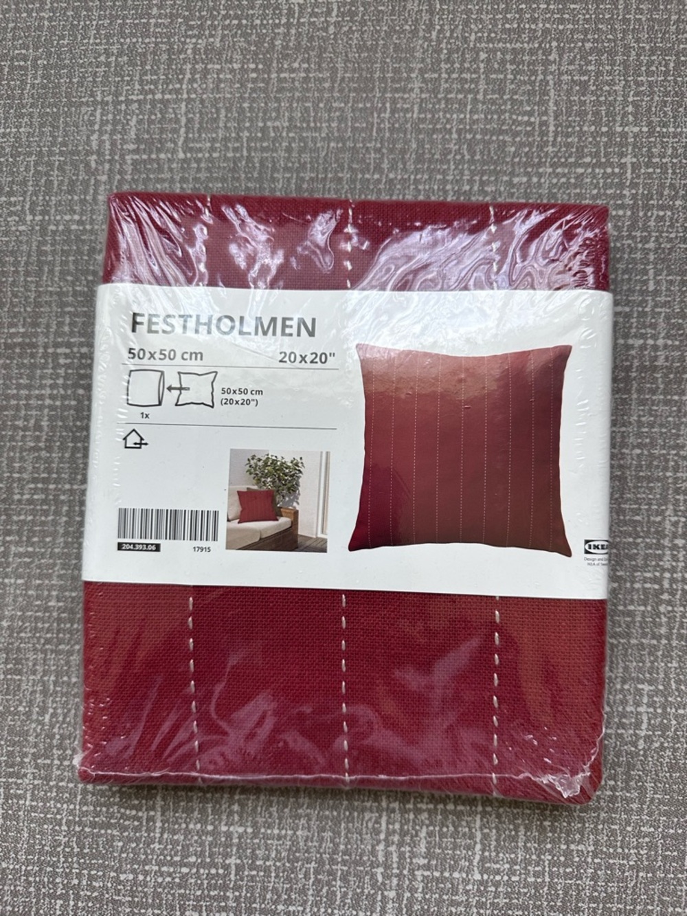 IKEA Festholmen Red Decorative 20” x 20” Pillow Cover NWT